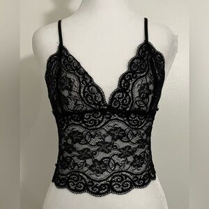 Black Lace Bralette Cami XS Layering Dainty Whimsygoth Boho Festival Feminine